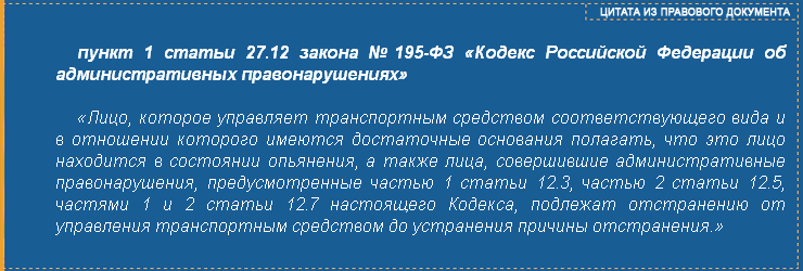 ч. 1 статьи 27.12 КоАП РФ